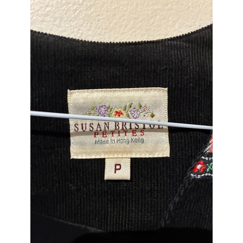 NWT Susan Bristol Vintage Christmas Plaid Corduroy Embroidered Vest Petite - Picture 3 of 6